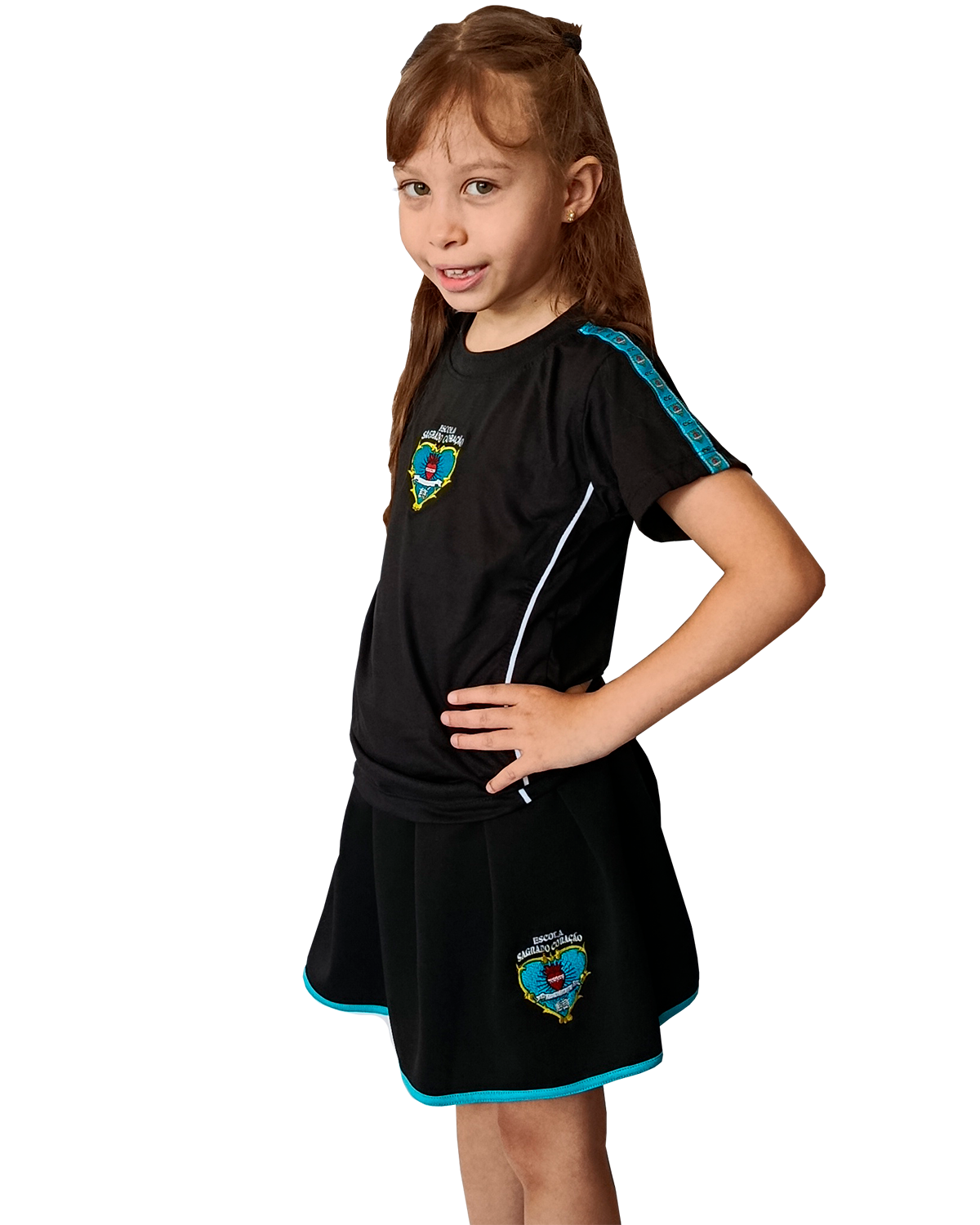 Camiseta Preta / Shorts Saia